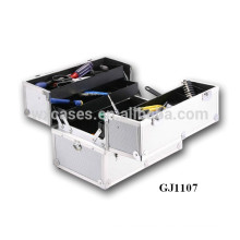 2014 strong aluminum tool box with 4 plastic trays&adjustable compartments on the case bottom
